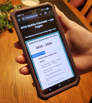WCS Mobile Calendar from MR WCS Vegas